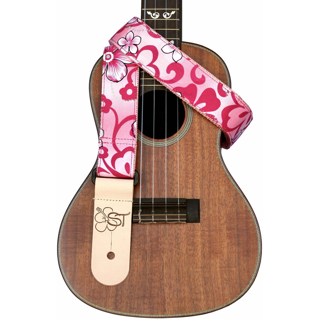 Sherrin's Threads  1.5" Uke Strap Pink Plumeria