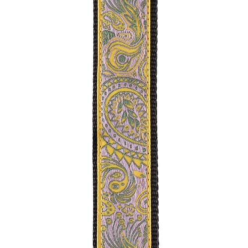 D'Addario Jacquard Ukulele Straps, Paisley Yellow/Purple