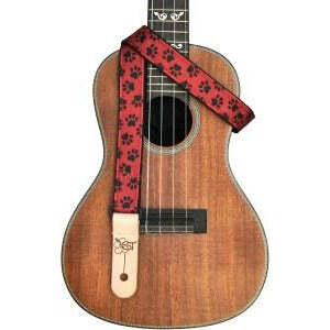 Sherrin's Threads Red Paw Prints 1" Ribbon Uke Strap