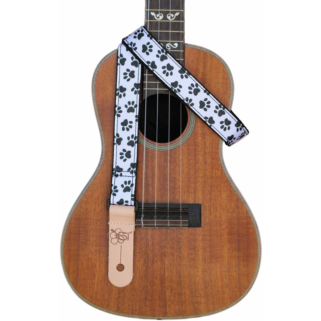 Sherrin's Threads White Paw Prints 1" Uke Strap