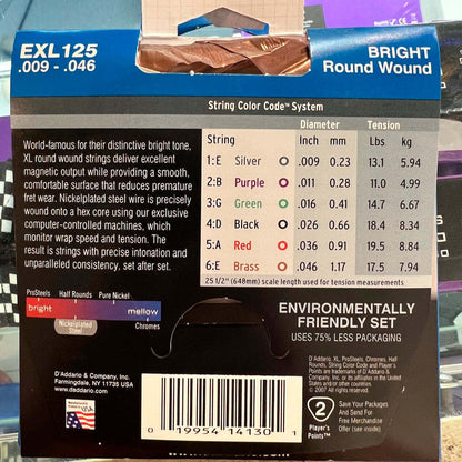 D’Addario EXL125 XL 09-46 Electric Guitar Strings