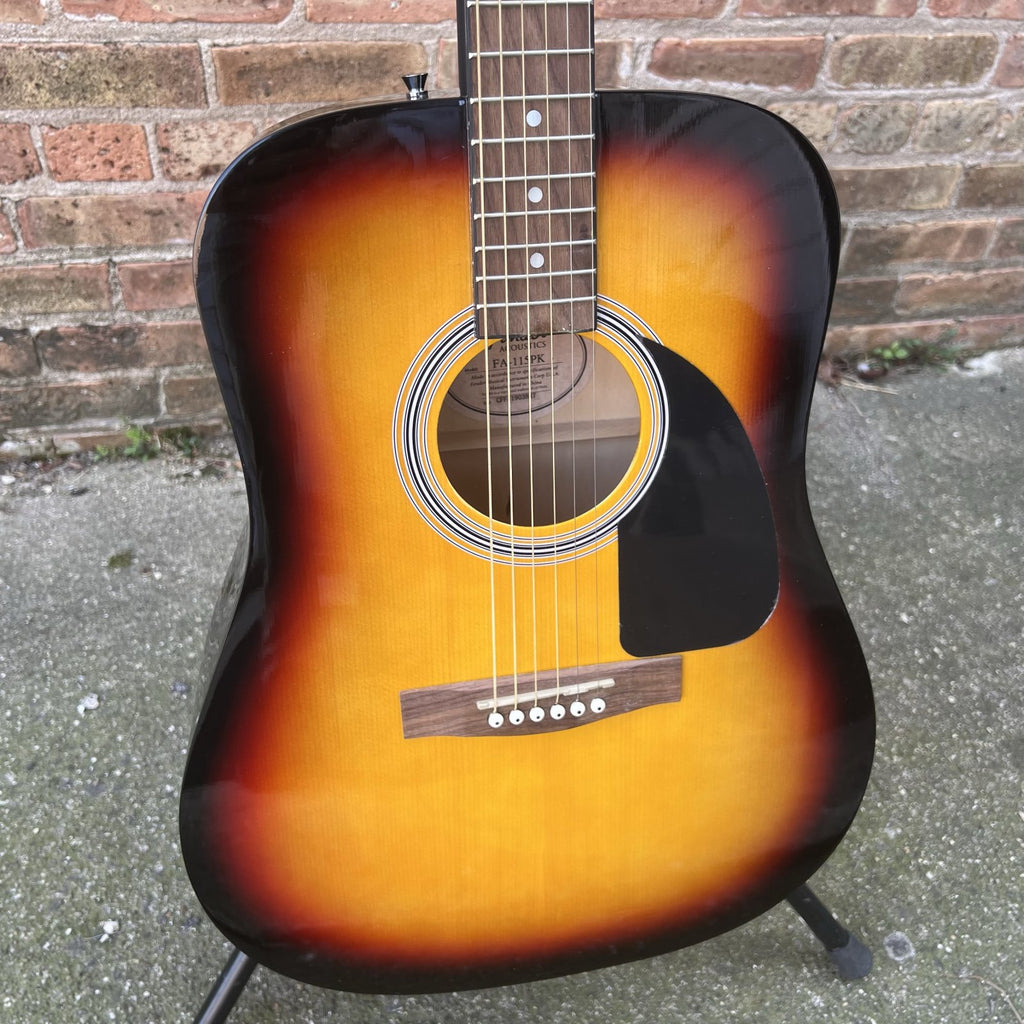 Fender FA-115PK Dreadnought Acoustic Guitar Pack Sunbrust Mint