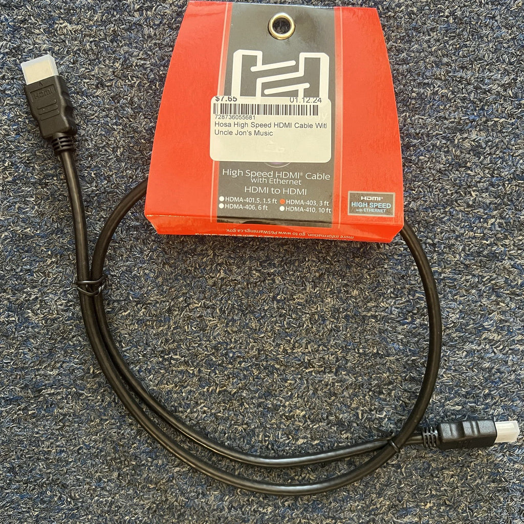 Hosa High Speed HDMI Cable With Ethernet, HDMI To HDMI, 3 Ft