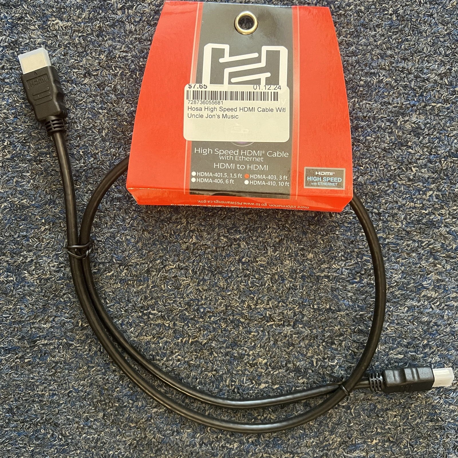 Hosa High Speed HDMI Cable With Ethernet, HDMI To HDMI, 3 Ft