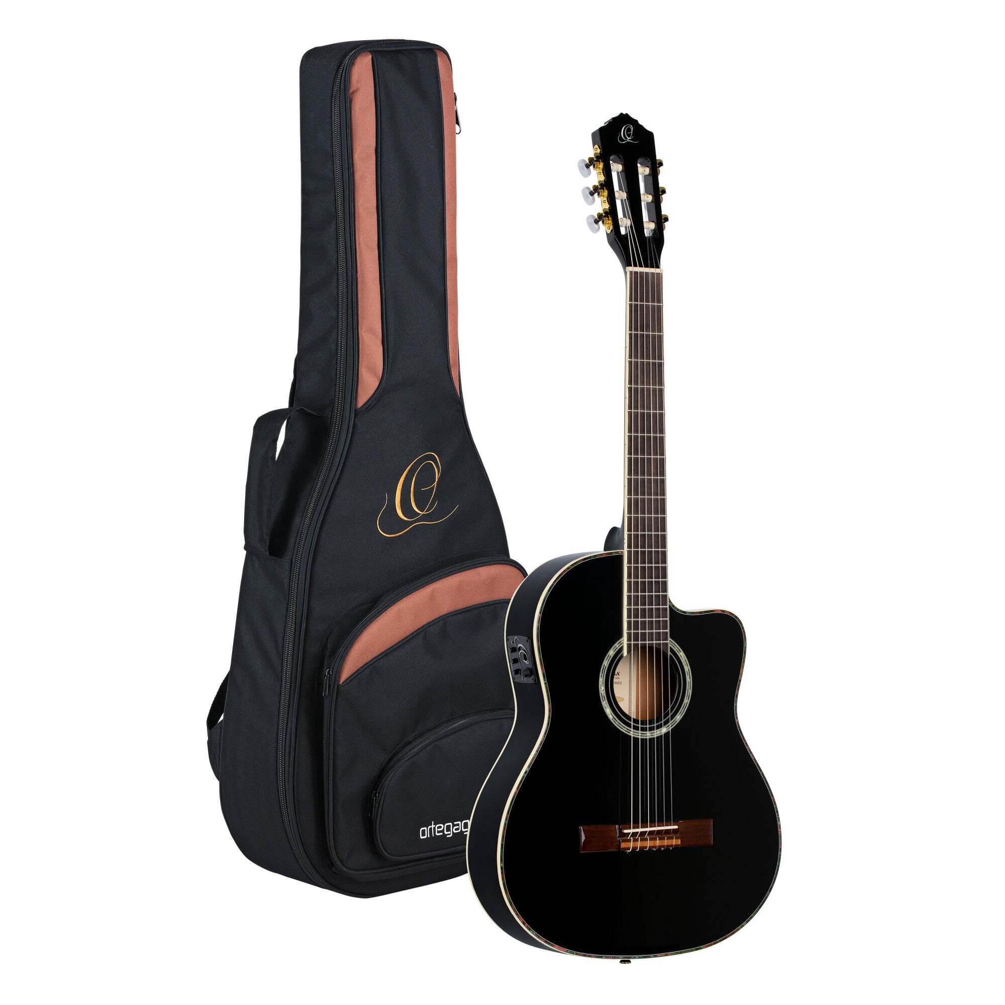 Ortega RCE145 Classical Acoustic-Electric Guitar (with Gig Bag) Black