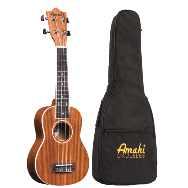 Amahi UK217S Soprano Ukulele with white binding and bag