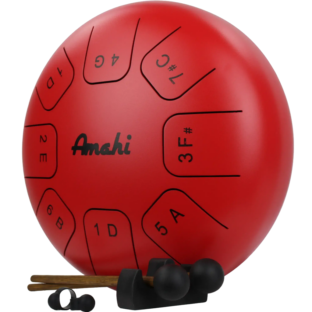 Amahi 10” Steel Tongue Drum - Red