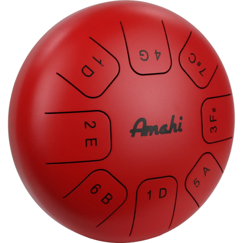 Amahi 10” Steel Tongue Drum - Red