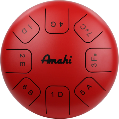 Amahi 10” Steel Tongue Drum - Red