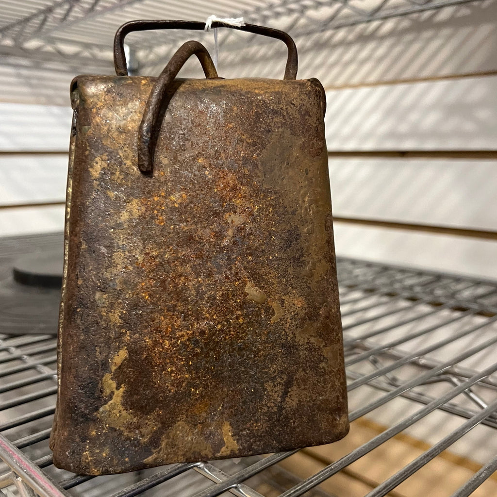 Antique Large Hand Made Metal Cowbell with Original Bell Clapper, VIntage
