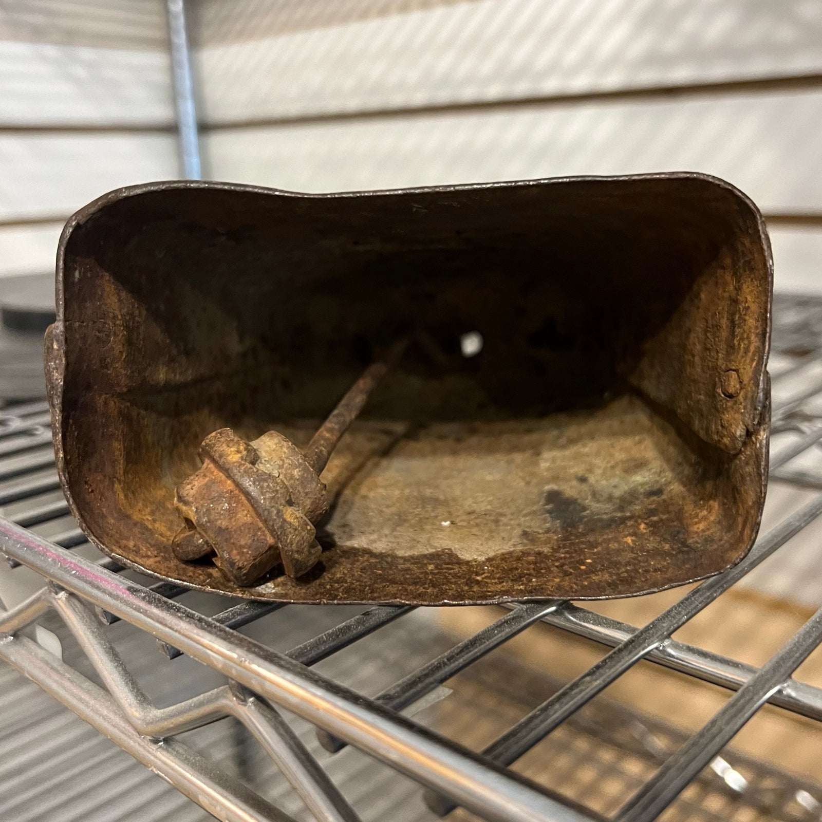 Antique Large Hand Made Metal Cowbell with Original Bell Clapper, VIntage