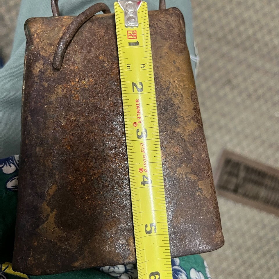 Antique Large Hand Made Metal Cowbell with Original Bell Clapper, VIntage