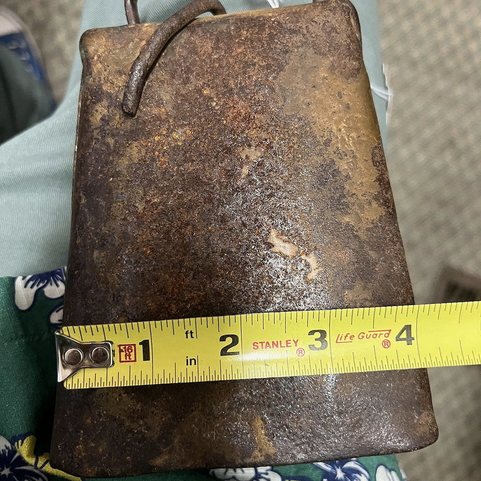 Antique Large Hand Made Metal Cowbell with Original Bell Clapper, VIntage