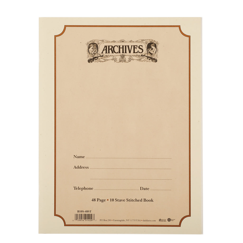 Archives Standard Bound Manuscript Paper Book, 10 Stave, 48 Pages