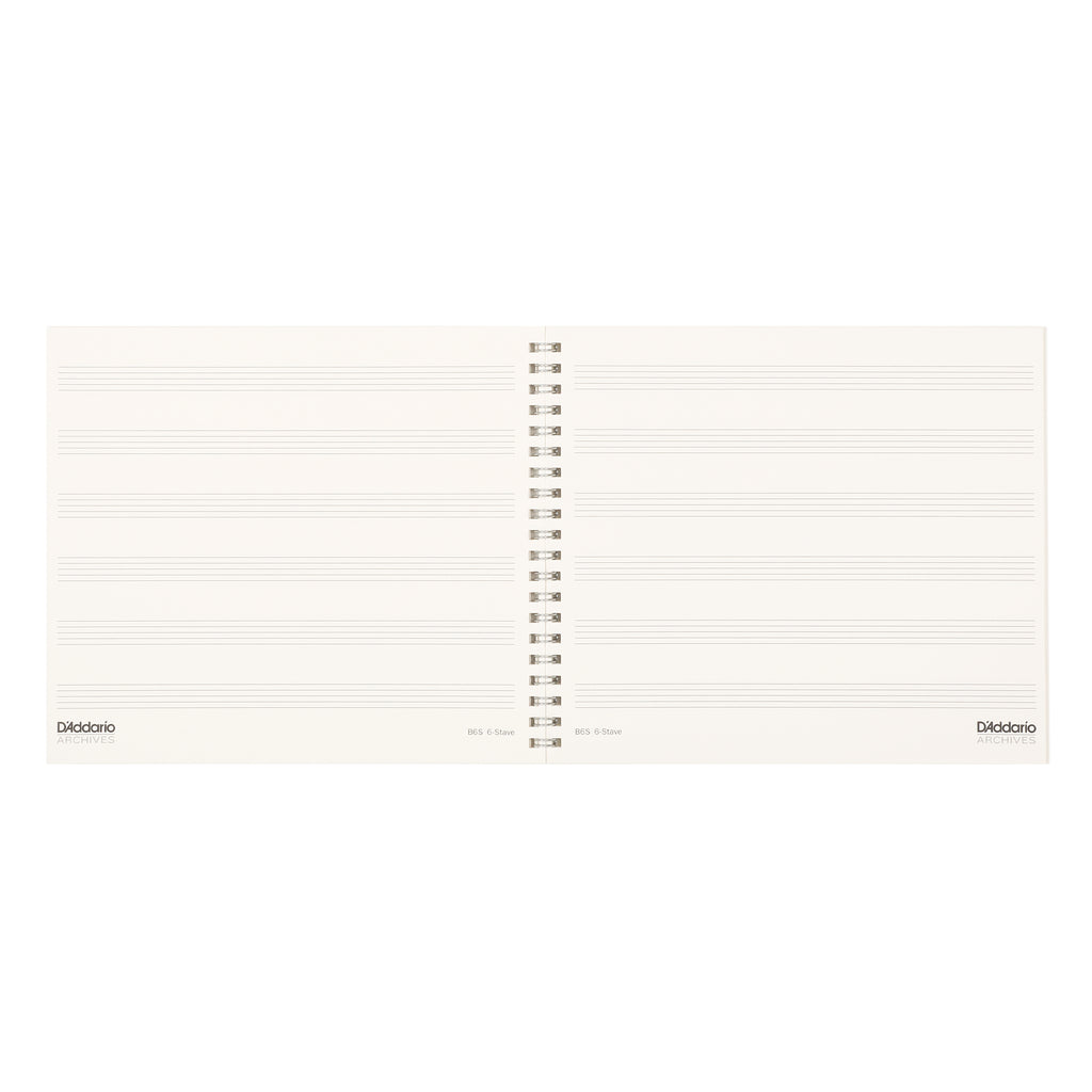 Archives Spiral Bound Manuscript Paper Book, 6 Stave, 64 Pages