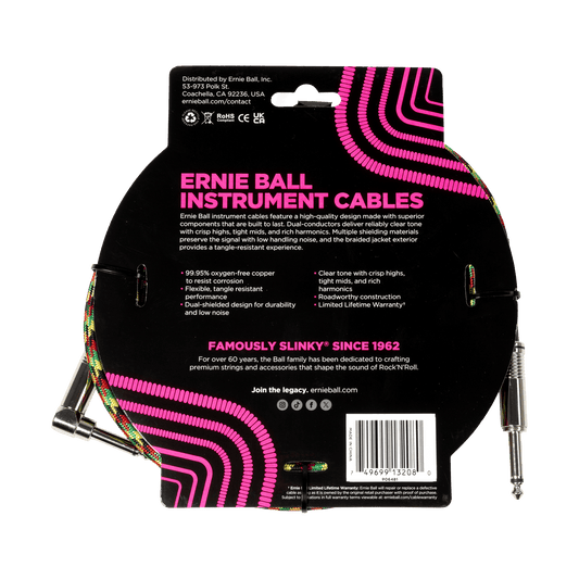 Braided Instrument Cable Straight/Angle 10ft - Good Vibrations
