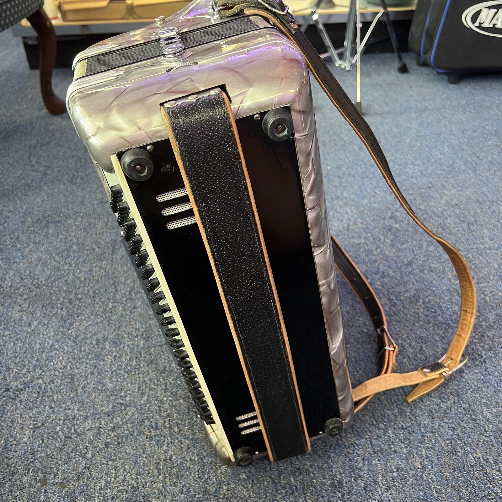 Burini Piano Accordion Grey Pearl LMM w/Case & Straps, 1952