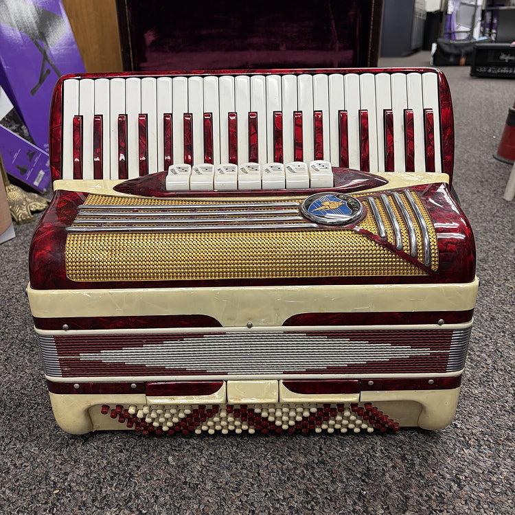 Cavalier 3 Reed Piano Accordion, Red