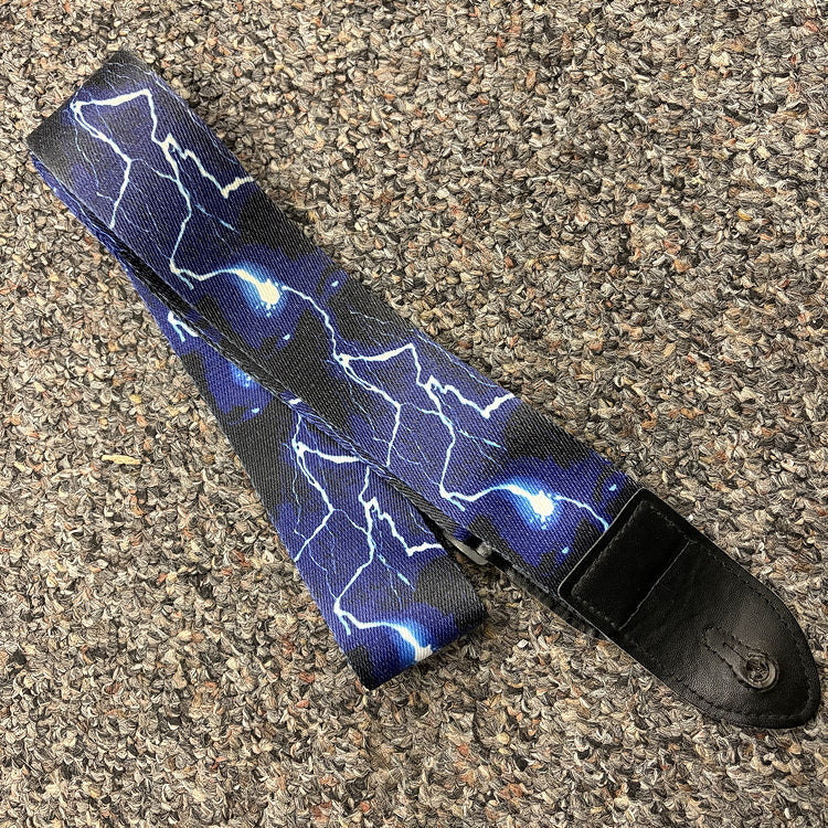 Classic lightning storm guitar strap, used