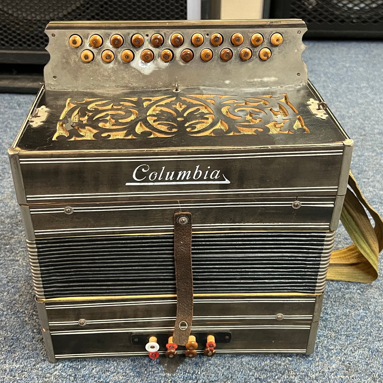 Columbia Button Accordion Antique Vintage