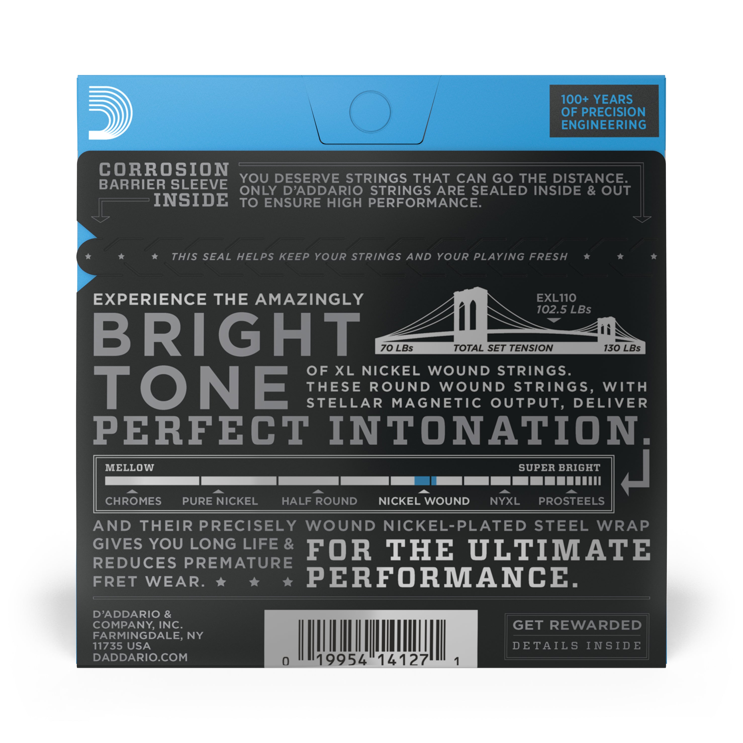 D'Addario EXL110 Nickel Wound Electric Guitar Strings Regular Light 10-46