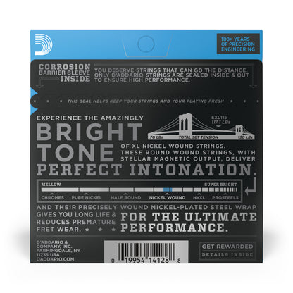 D'Addario EXL115 Nickel Wound Electric Guitar Strings Medium/Blues-Jazz Rock 1...