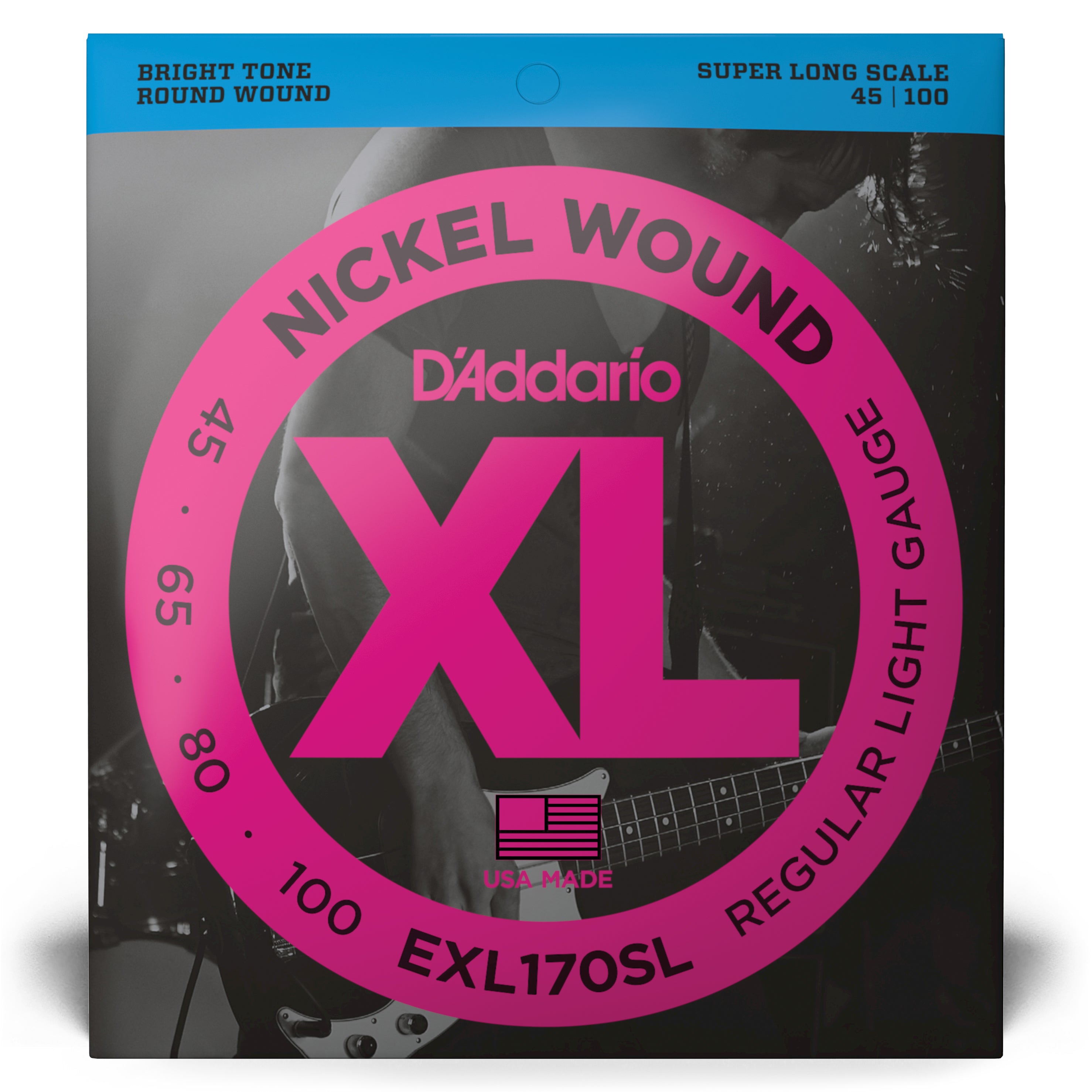D'Addario EXL170SL Nickel Wound Bass Guitar Strings, Light, Super Long Scale