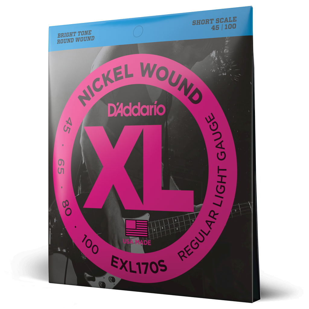 D'Addario EXL170S Nickel Wound Bass Guitar Strings Light 45-100 Short Scale