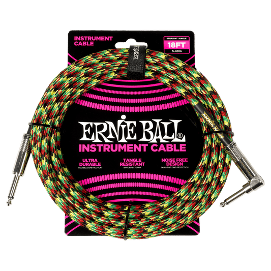 Ernie Ball Braided Instrument Cable Straight/Angle 18ft - Good Vibrations