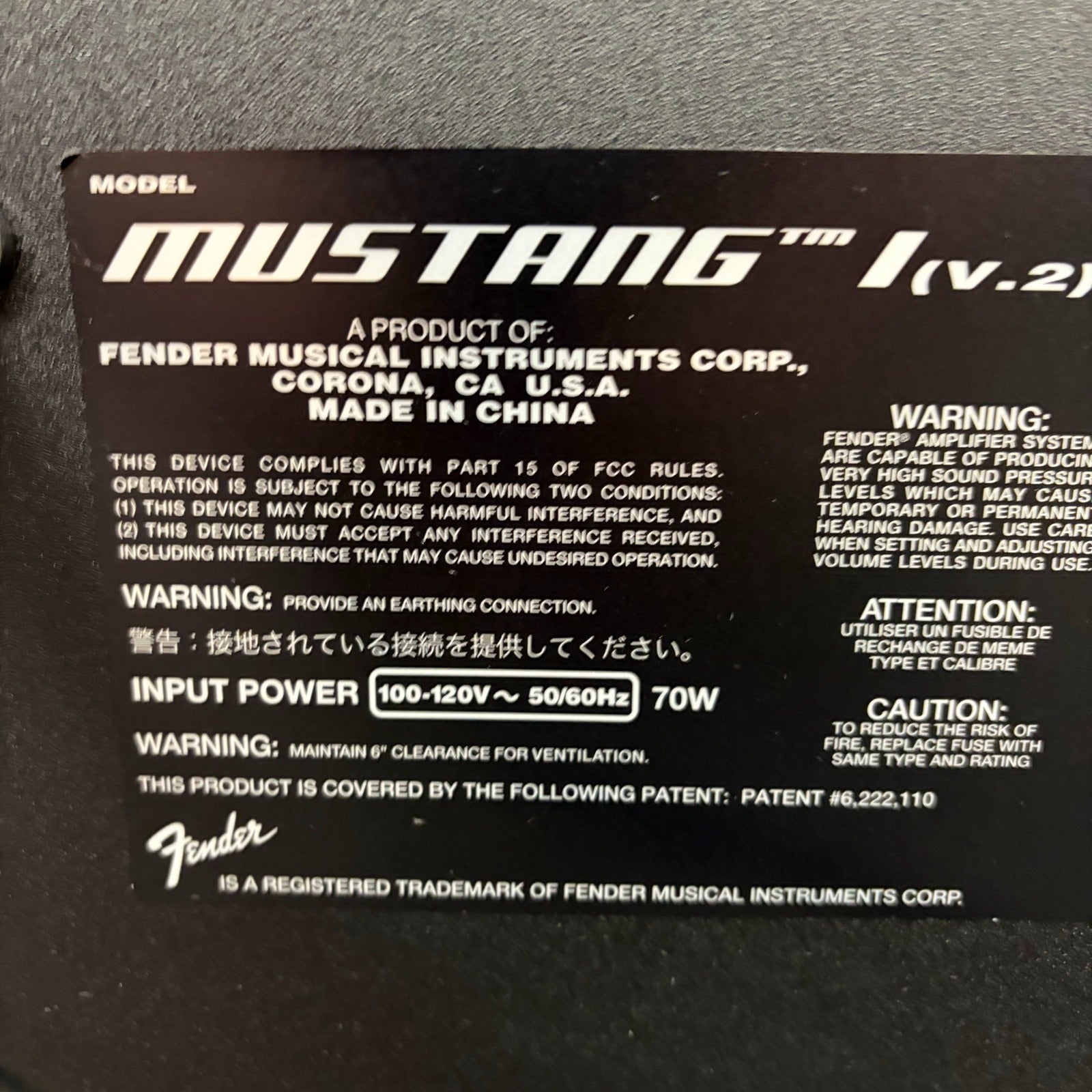 Fender Mustang I V.2 20-Watt 1x8" Modeling Guitar Combo, Used