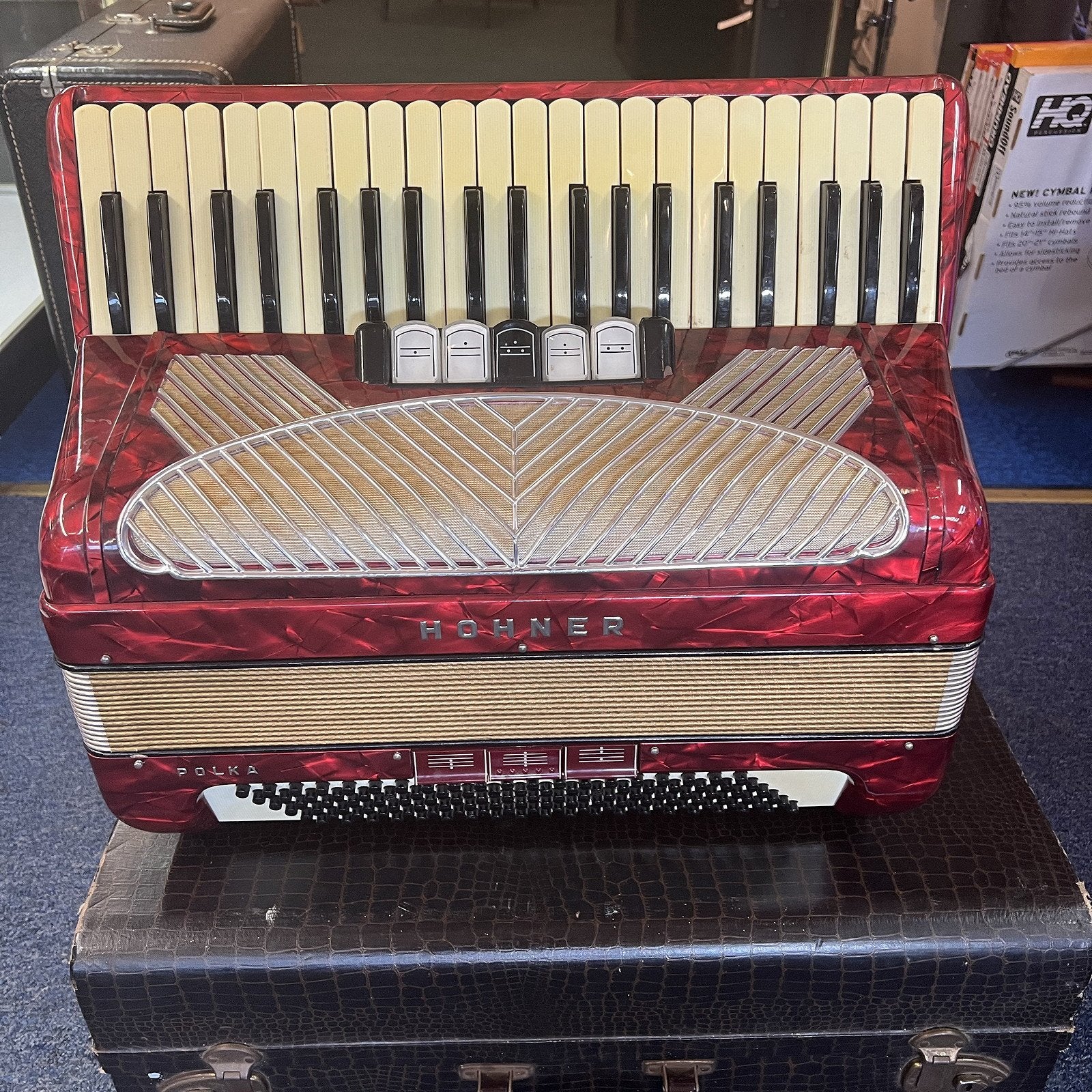 Hohner POLKA Piano Accordion Red w/case 1960s