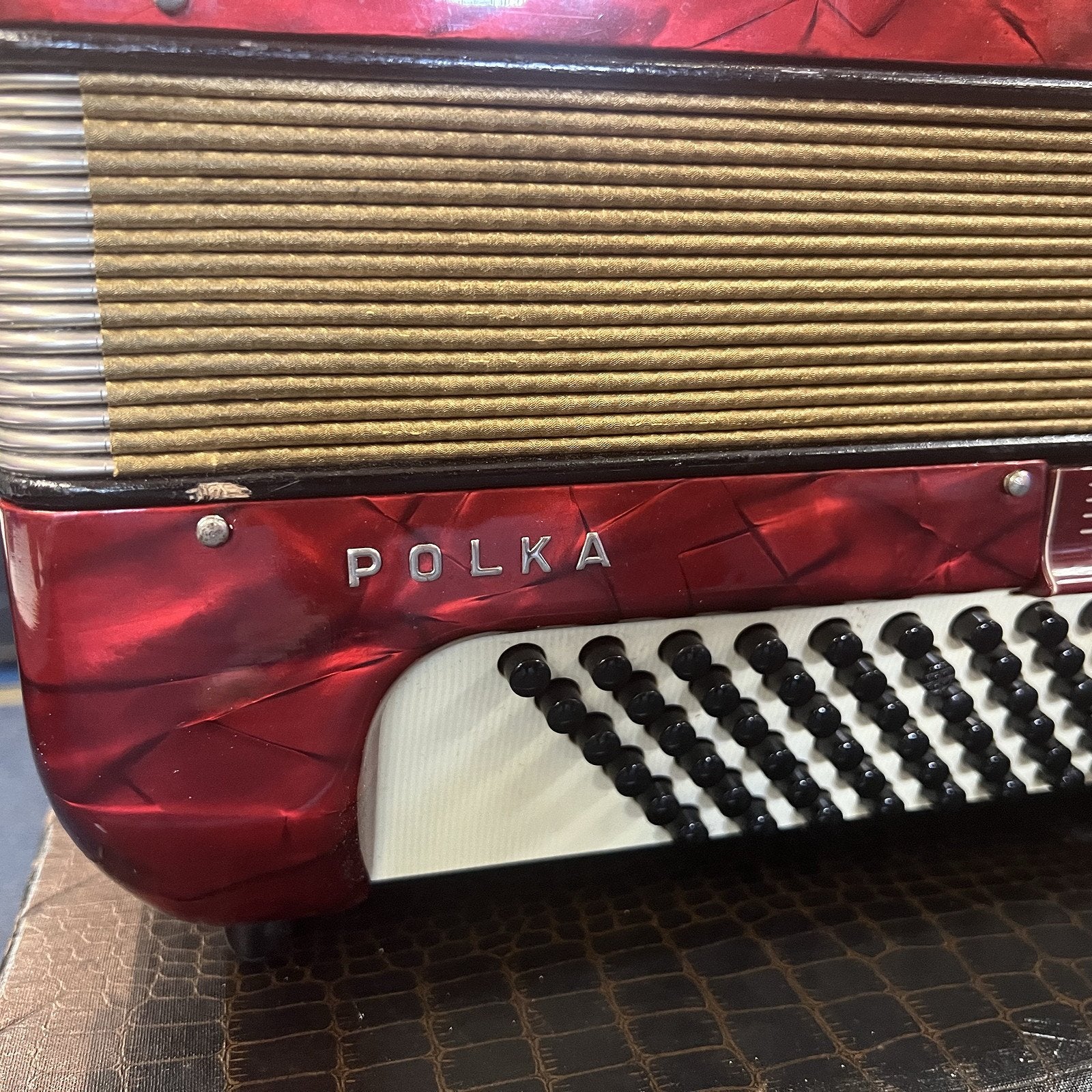 Hohner POLKA Piano Accordion Red w/case 1960s
