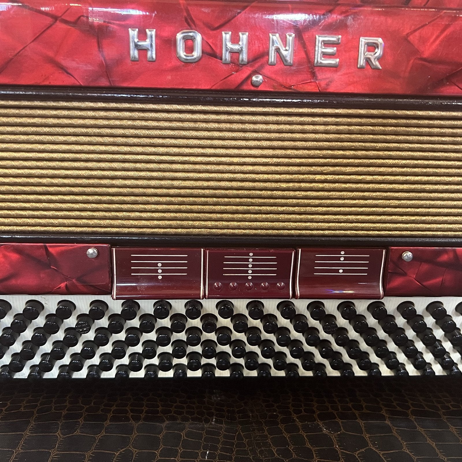 Hohner POLKA Piano Accordion Red w/case 1960s