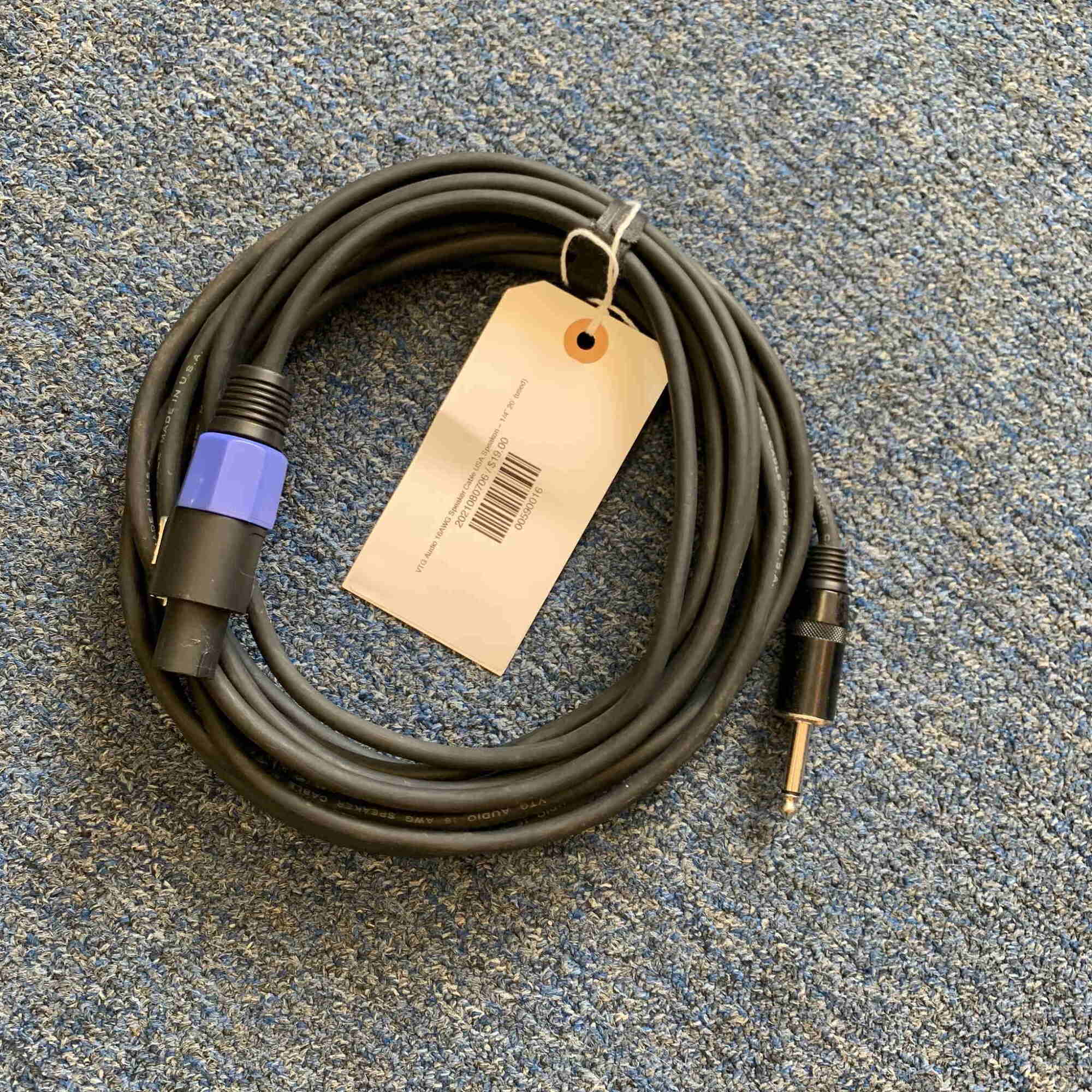VTG Audio 16AWG Speaker Cable USA Speakon – 1/4” 20’ (used)