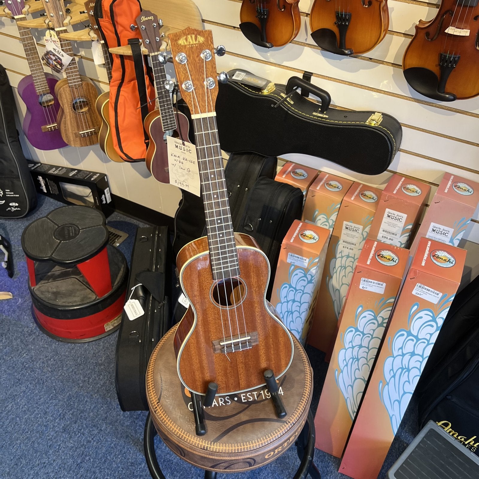 Kala KA-CGE Glossy Concert Ukulele w/EQ - w/low G