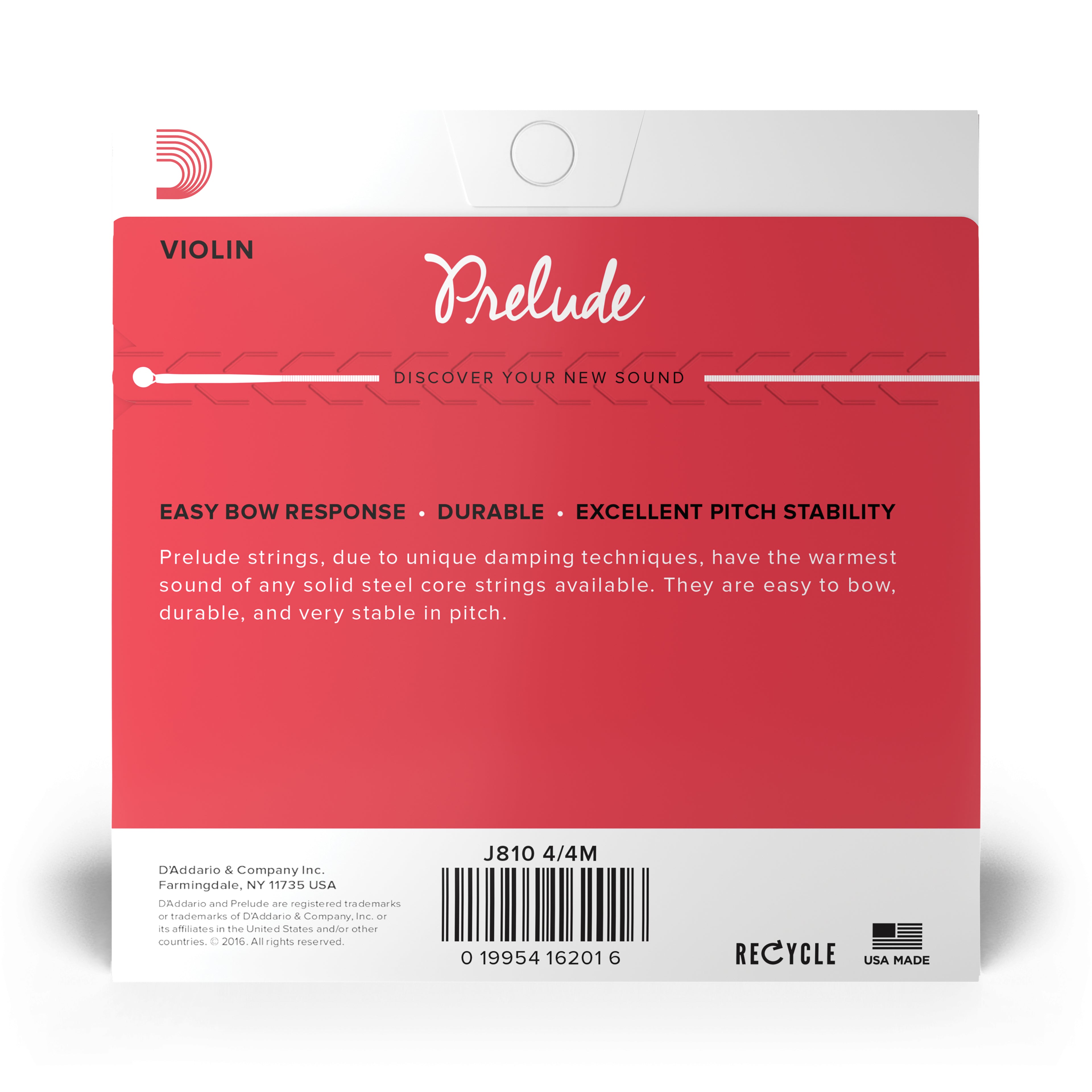 D'Addario Prelude Violin Single A String, 4/4 Scale, Medium Tension