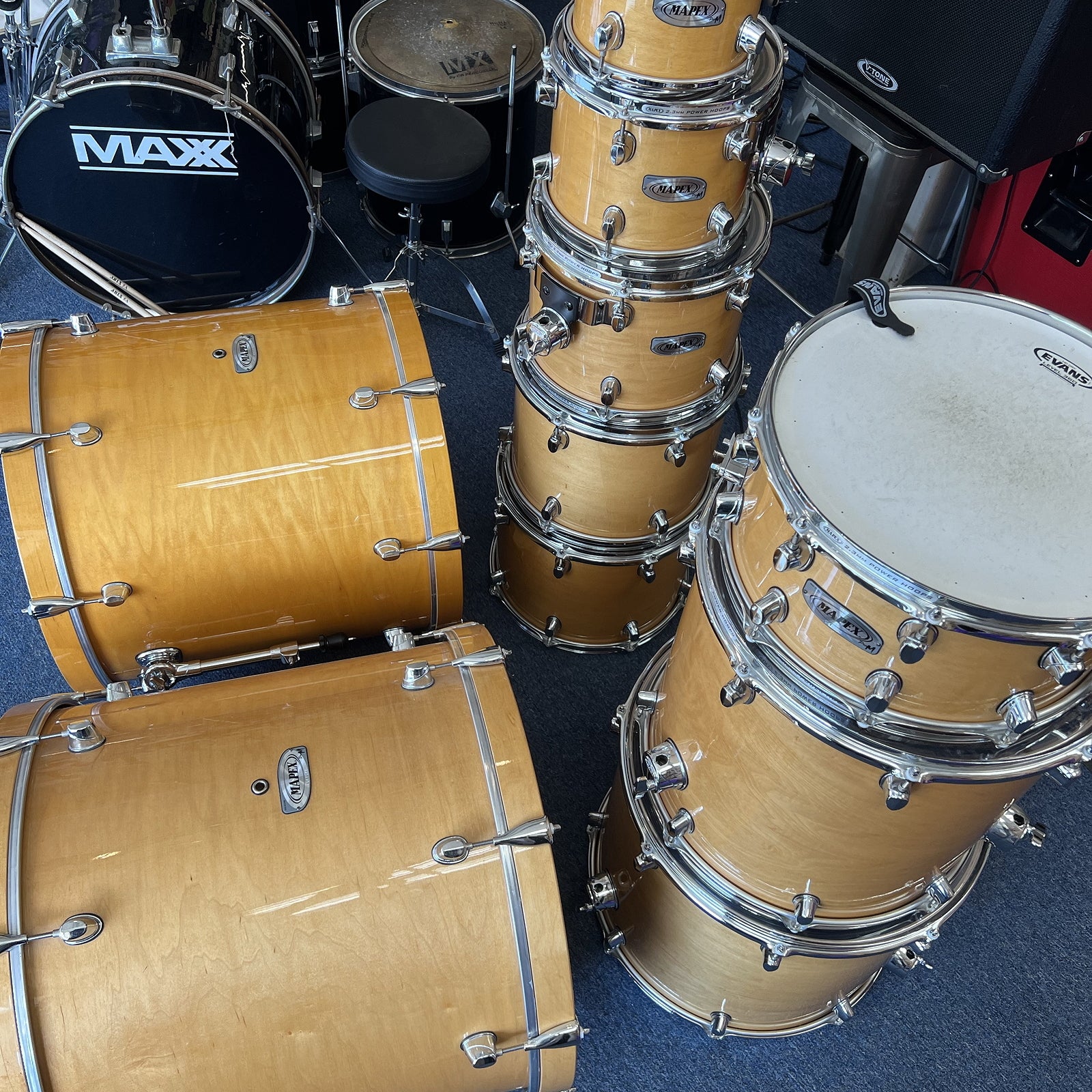 Mapex PRO M Series Drum Set - 2008 Custom Configuration 10 pieces, Natural Gloss w/bags and hardware