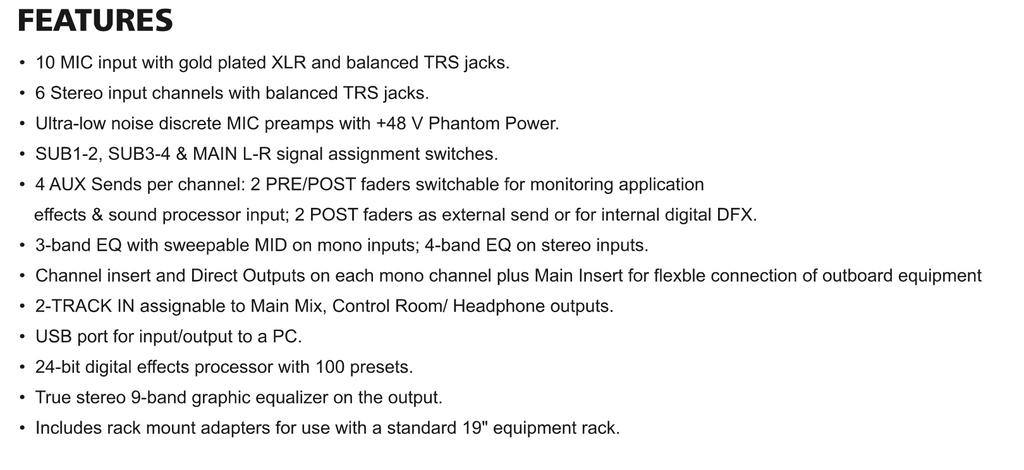 Monoprice 615816 16-Channel Audio Mixer with DSP and USB