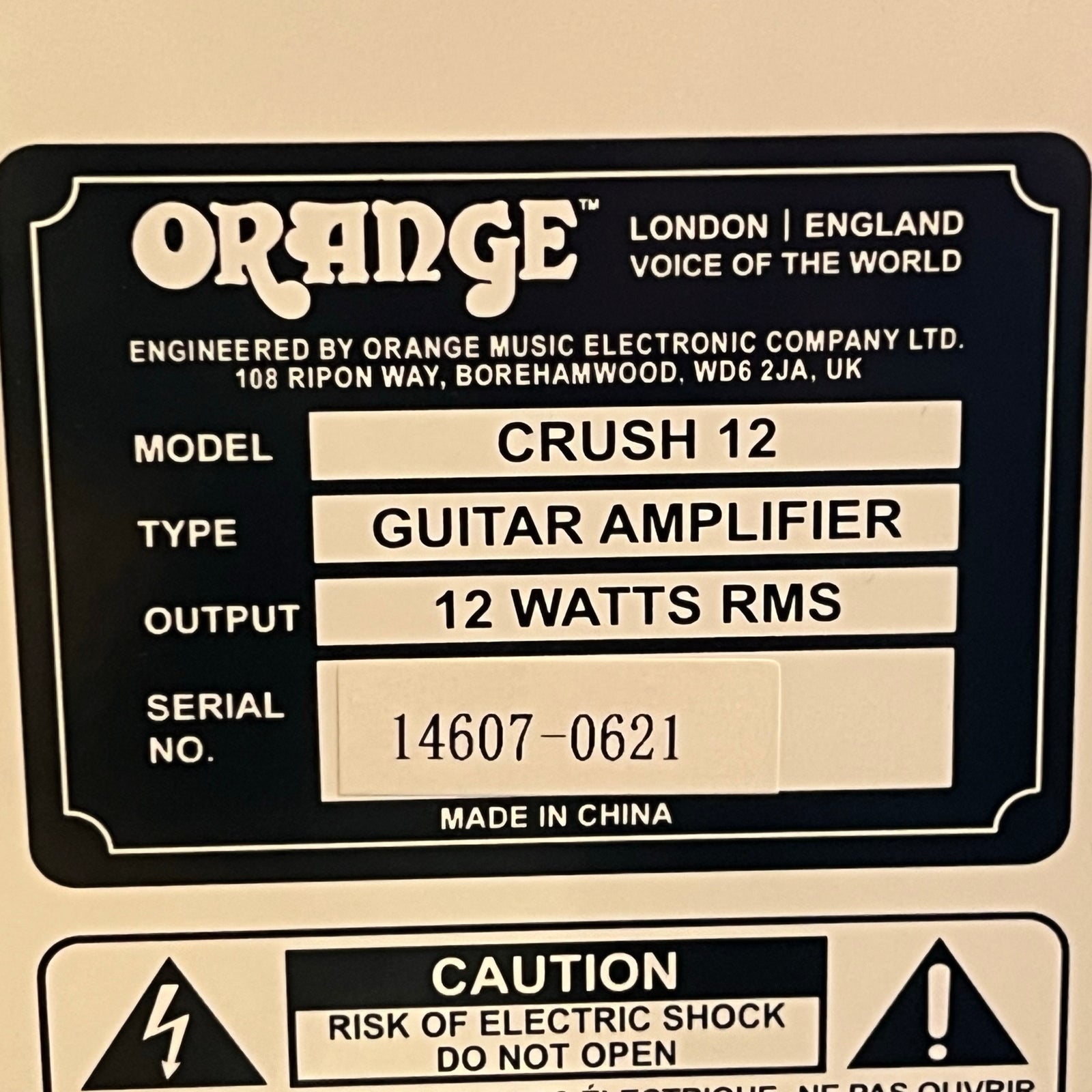 Orange Crush 12 Guitar Practice Amp, Black - Used