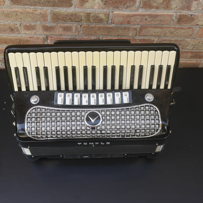 Temple Piano Accordion 120 Bass, LMH, Microphone.  Black.  1950s