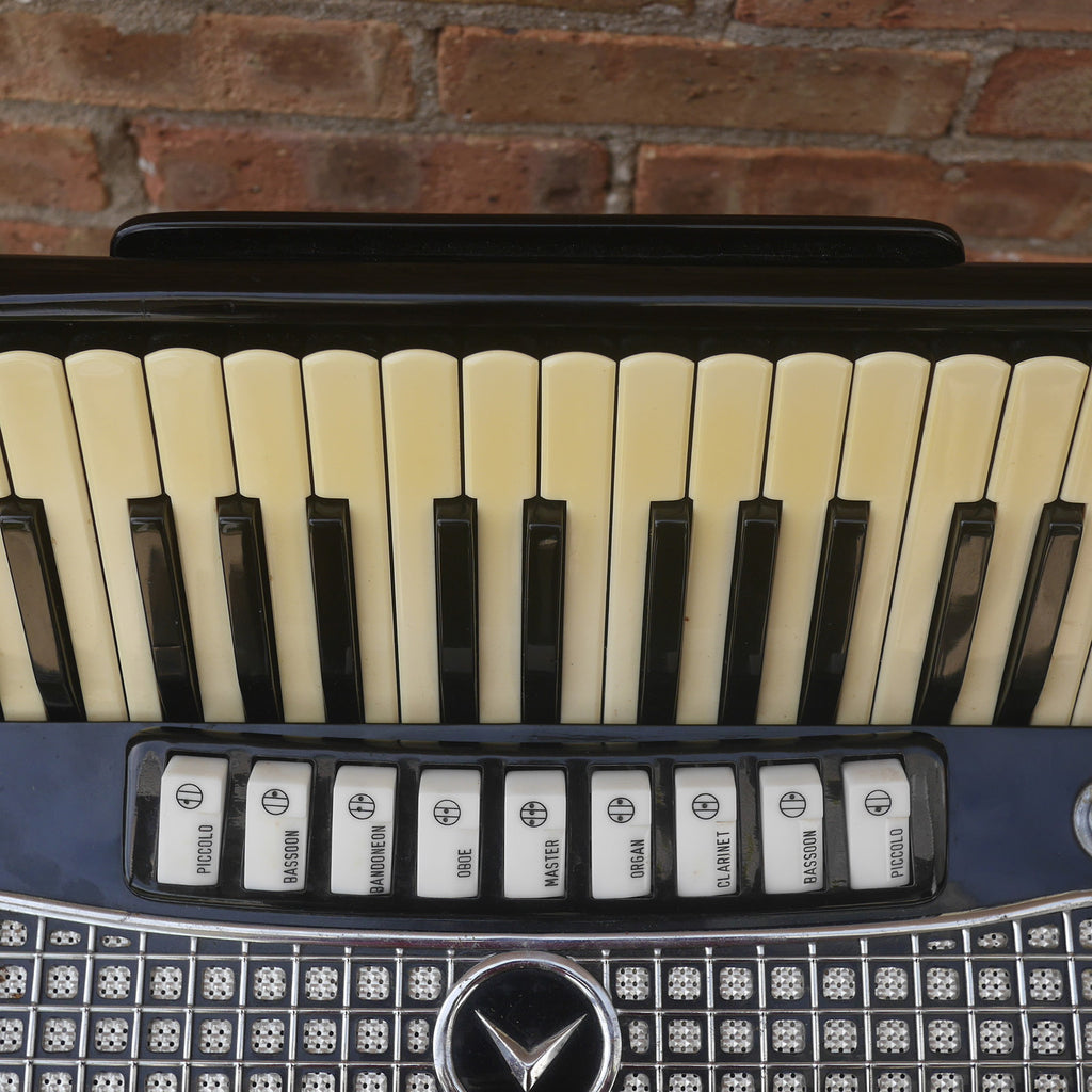 Temple Piano Accordion 120 Bass, LMH, Microphone.  Black.  1950s