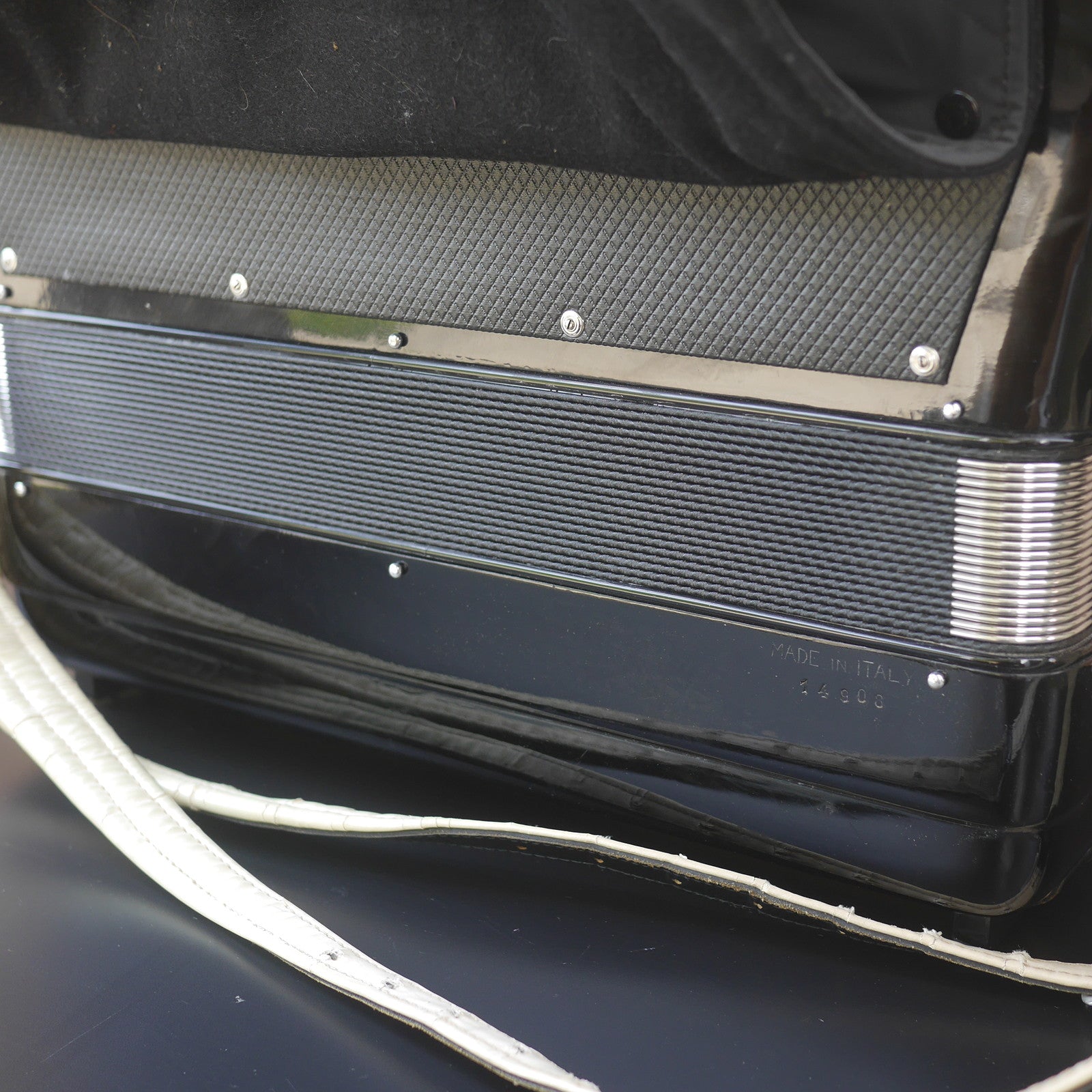 Temple Piano Accordion 120 Bass, LMH, Microphone.  Black.  1950s