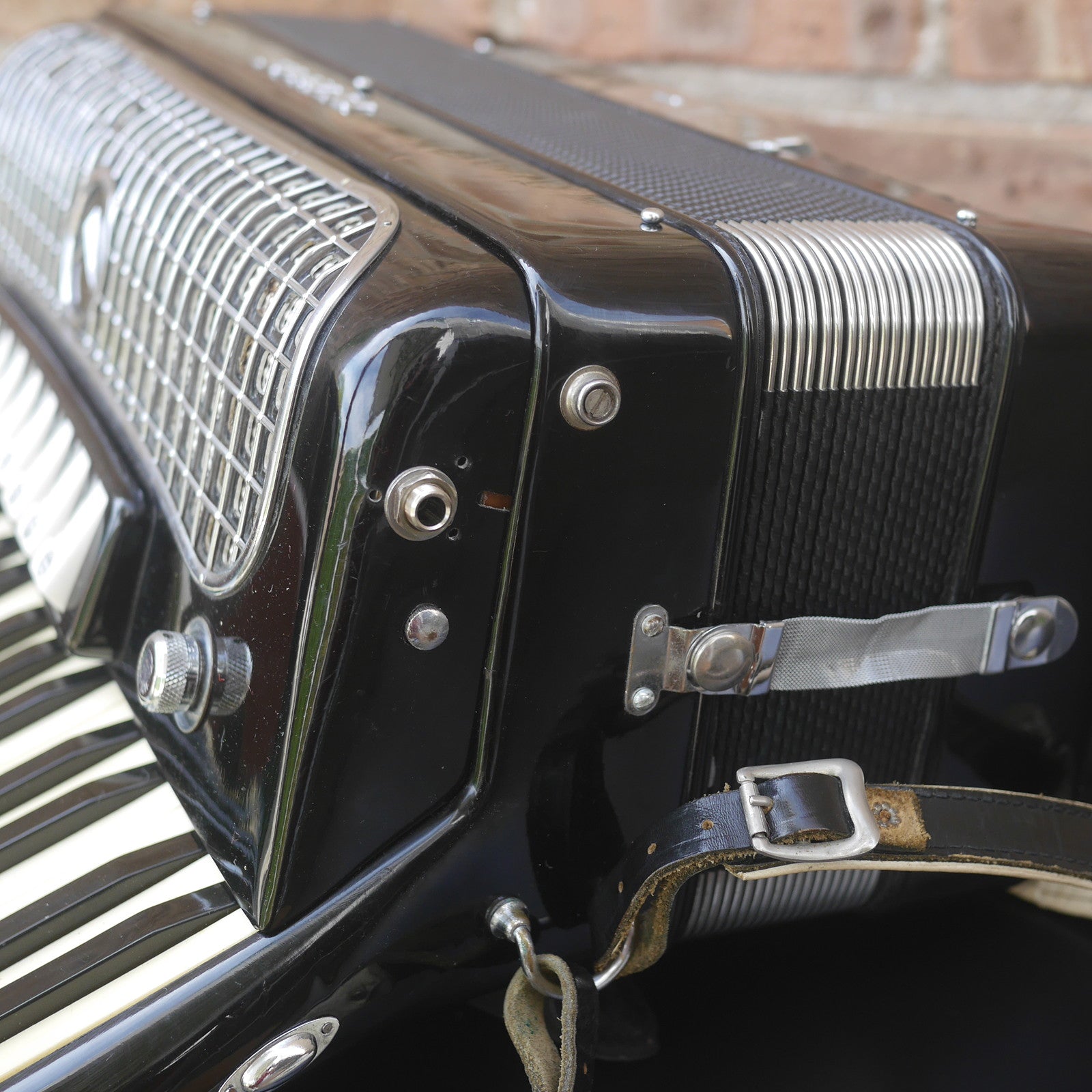 Temple Piano Accordion 120 Bass, LMH, Microphone.  Black.  1950s