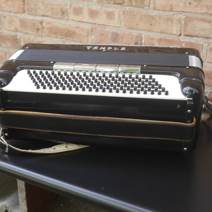 Temple Piano Accordion 120 Bass, LMH, Microphone.  Black.  1950s