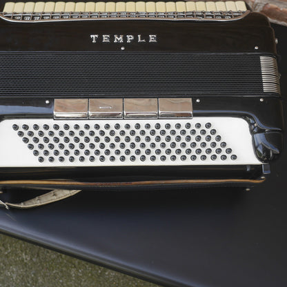 Temple Piano Accordion 120 Bass, LMH, Microphone.  Black.  1950s