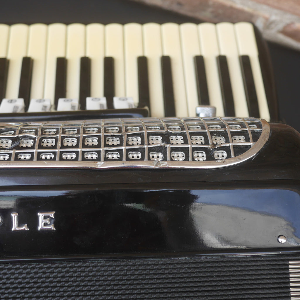 Temple Piano Accordion 120 Bass, LMH, Microphone.  Black.  1950s
