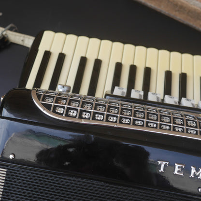 Temple Piano Accordion 120 Bass, LMH, Microphone.  Black.  1950s