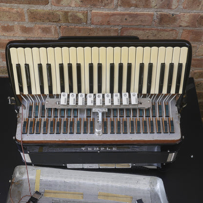 Temple Piano Accordion 120 Bass, LMH, Microphone.  Black.  1950s
