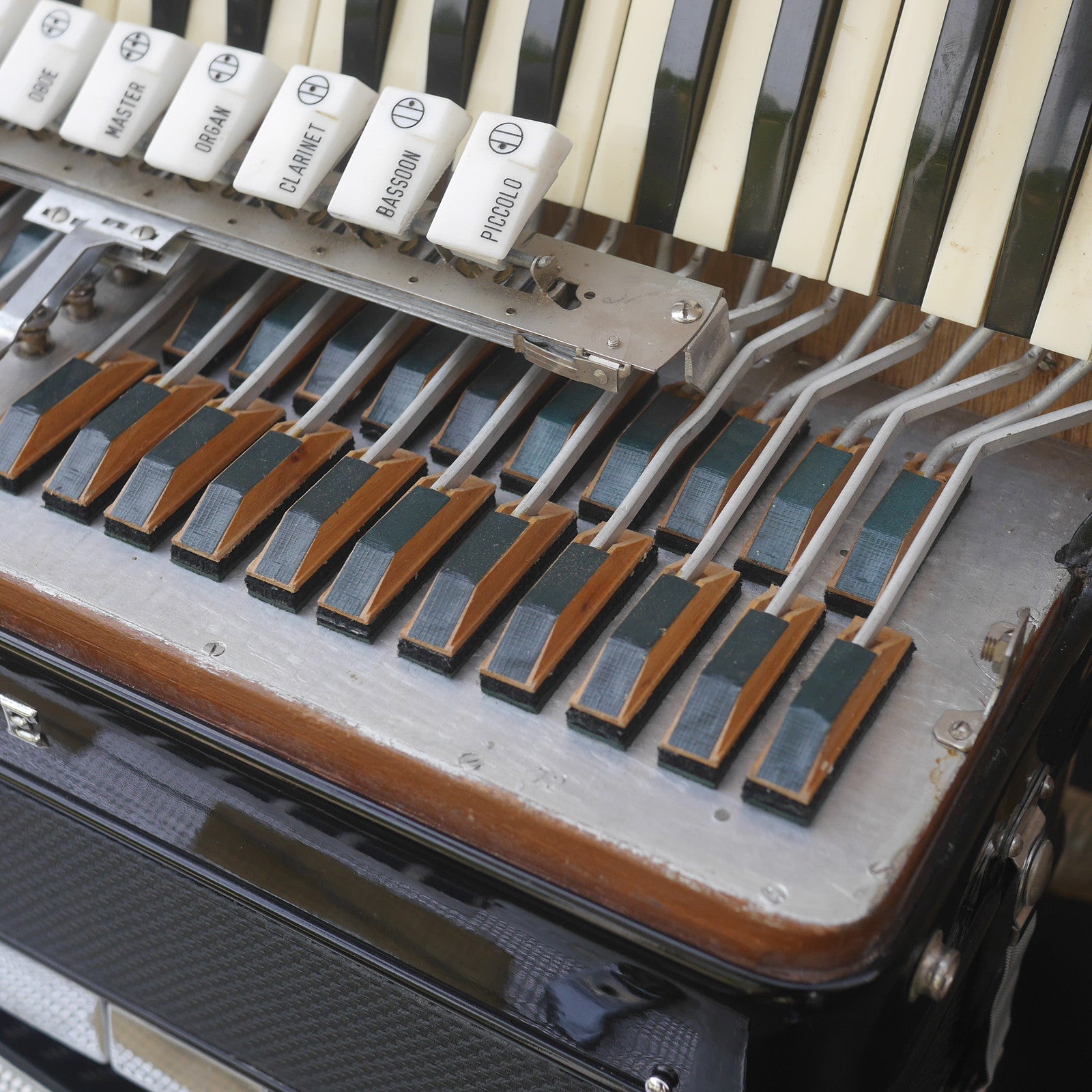 Temple Piano Accordion 120 Bass, LMH, Microphone.  Black.  1950s