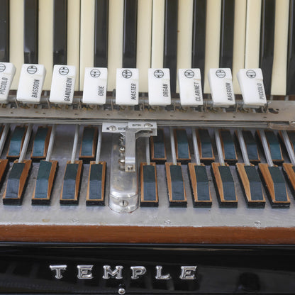 Temple Piano Accordion 120 Bass, LMH, Microphone.  Black.  1950s